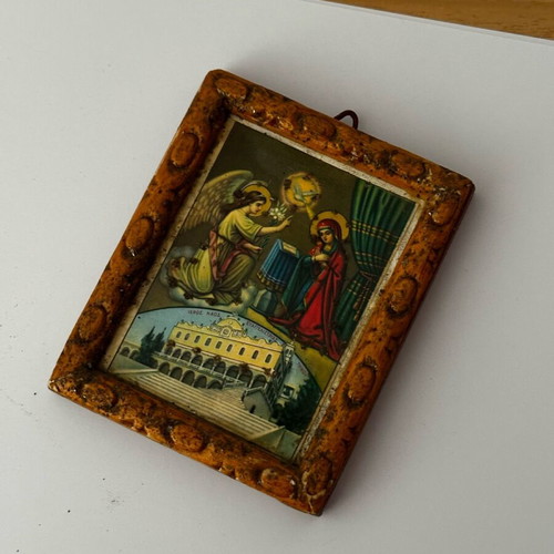 Annunciation lithographed icon used with Church of Evangelistria of Tinos