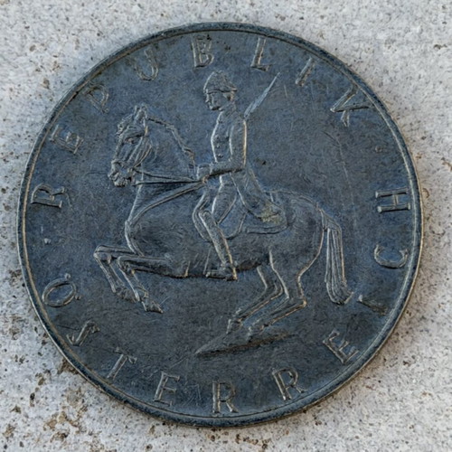 5 Schilling coin from Austria used, cut 1978