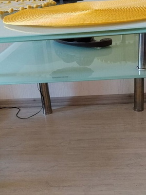 Glass table for office or dining room, used