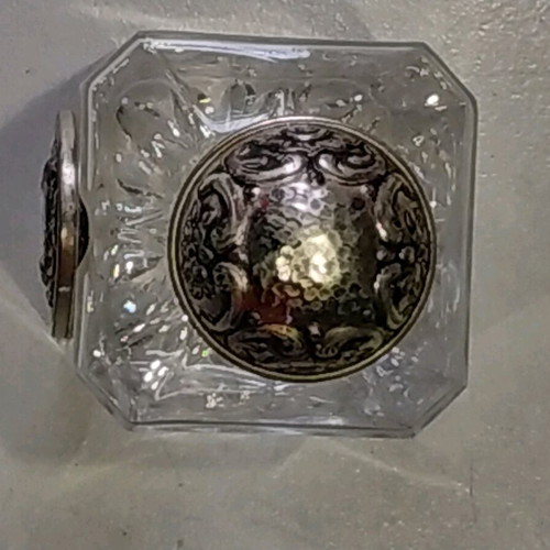 Chinelli crystal glass decanter with silver-plated details like new