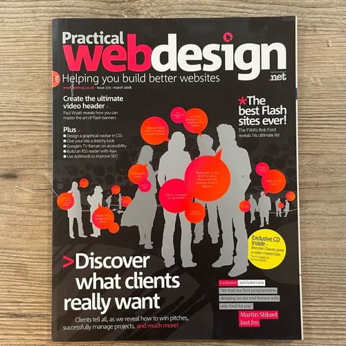 Practical Web Design issue 173 March 2008 with CD in like new condition