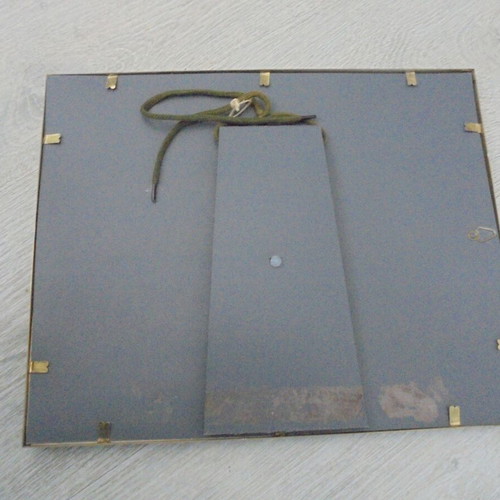 Vintage drawing with metal frame and glass used, signed