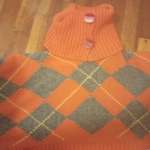 Benetton poncho sweater like new, short with short sleeves, orange