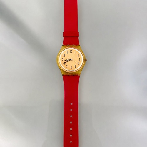 Swatch AG 1994 vintage wristwatch used with new red silicone strap