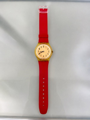 Swatch AG 1994 vintage wristwatch used with new red silicone strap