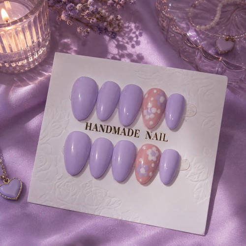 Press-on nails purple nail art set, new, 10 pieces