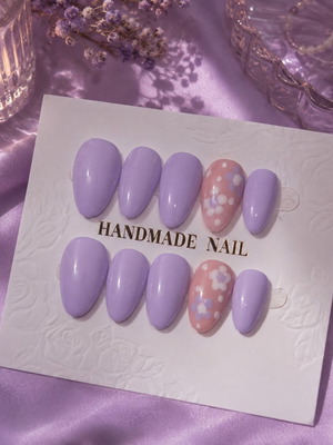 Press-on nails purple nail art set, new, 10 pieces
