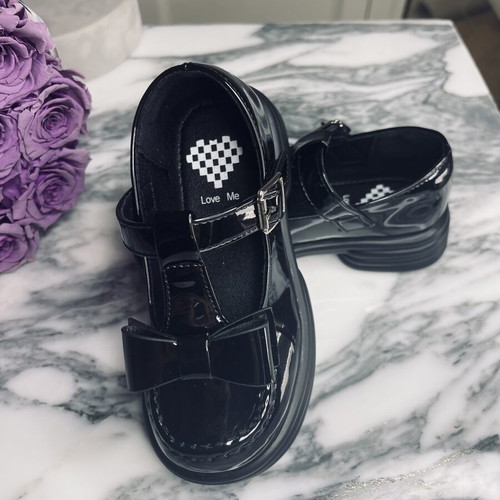 Black Patent Leather Girls' Ballerina Shoes Size 26 New