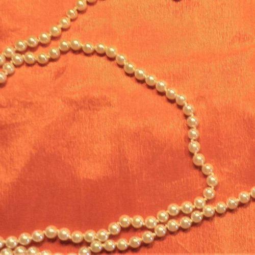Pearl necklace long 110 cm with small 0.4 cm pearls