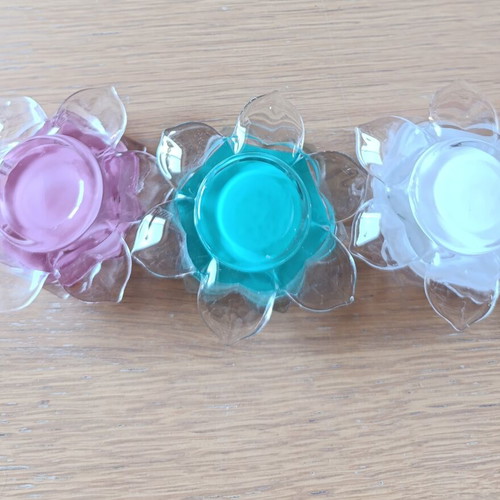 Glass Lotus Tealight Candle Holders Set of 3 New
