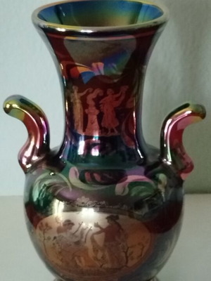 Vintage ceramic vase with ancient Greek motifs, like new