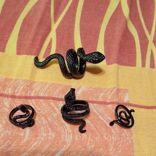 Snake ring set new, 4 pieces unisex, black