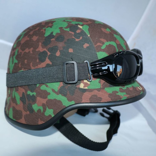 U.S.A Army replica motorcycle helmet with goggles, multi camouflage
