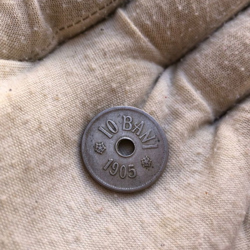Romania 10 Bani 1905 coin used, Carol I era