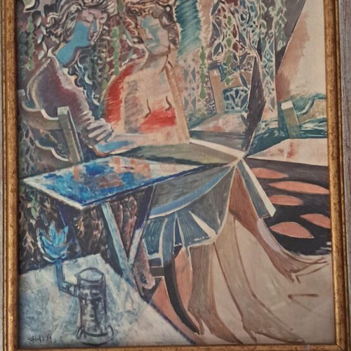 Painting "The Two Friends" by N. Chatzikyriakos-Ghikas new with frame