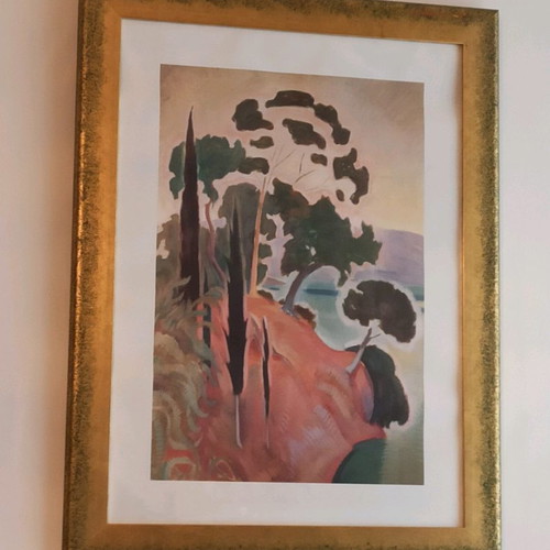 Print Landscape of Corfu by Kon. Parthenis used with gold frame