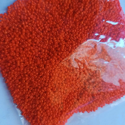 Very small beads new, orange matte, 100 grams