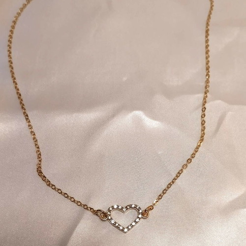 Strass heart necklace gold color new in gift box