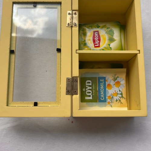 Storage box with glass used, yellow, Notos Galleries home