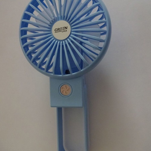 Rechargeable fan with blue LED light, USB A, portable