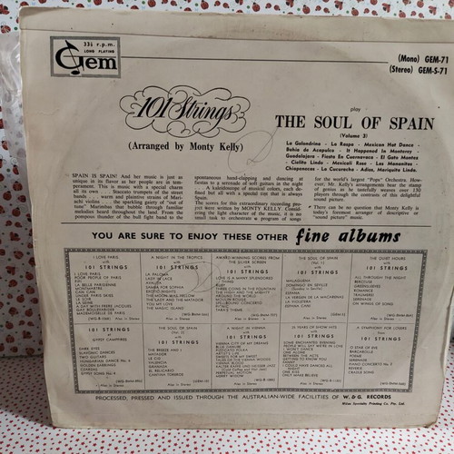 101 Strings The Soul Of Spain vinyl record used, very good condition