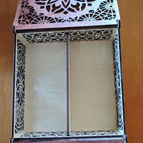 Wooden Handmade Organizer Pandora's Box with Mandala Design