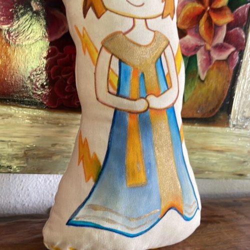 Dias handmade pillow new, painted with acrylics 28cm
