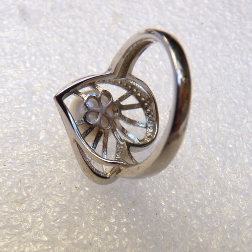 925 silver ring with pearl, size 55, plated