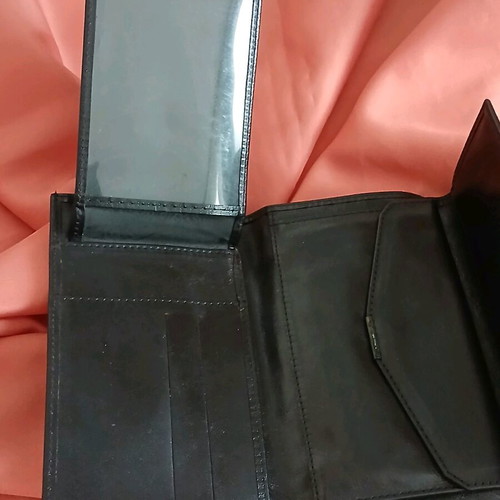 Camel leather black wallet new