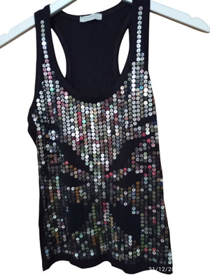 Lynne Top With Sequins Like New, Black And Silver