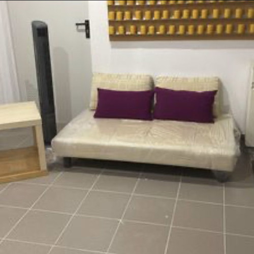 Ταμπουρέ χαμηλό μπεζ με 4 μαξιλάρια, 1,60x1m ανατολίτικο στυλ