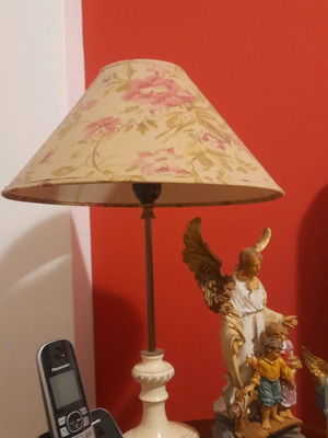 Table lamp with fabric floral shade used