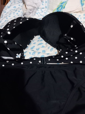 Bpc selection bikini swimsuit polka dot black new