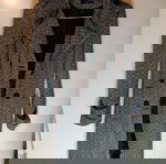  Κομψό παλτό σε μαύρο-γκρι herringbone pattern - Medium (unisex)