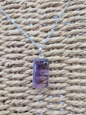 Ametrine Silver Necklace with Steel Chain, New