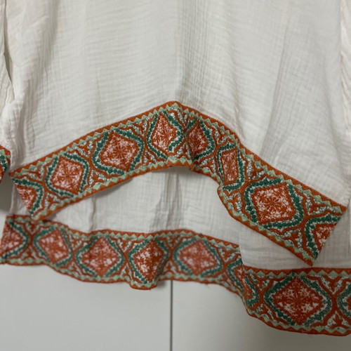 Zara blouse new, cotton, white with embroidery