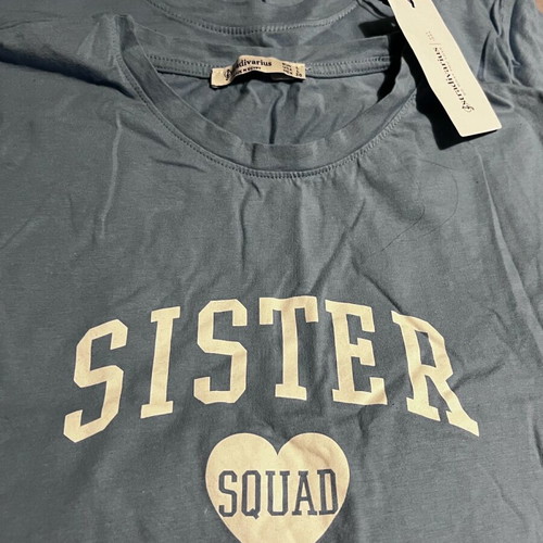 T-shirt Sisters Squad Stradivarius καινούργια, μπλε, Large και Medium