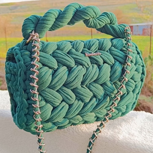 Handmade knitted bubble bag made to order with chain