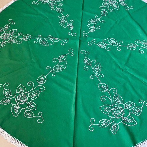 Decorative round handmade embroidery vintage like new