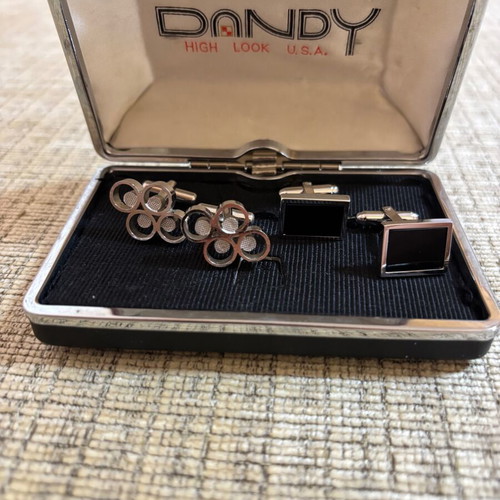 Dandy High Look U.S.A. Retro Vintage Cufflinks New Silver Set of Two Pairs