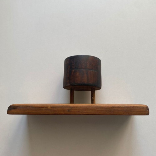 Rustic wooden candle holders set of 3 used, handcrafted minimal style