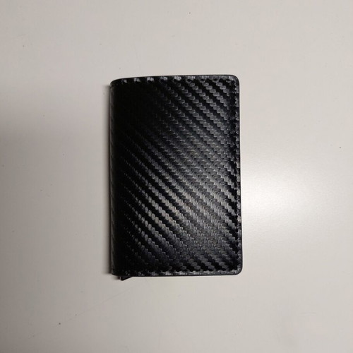 Wallet card holder with carbon fiber look and metal pop-up mechanism new