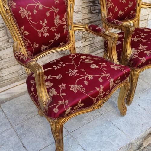 Baroque armchairs like new, set of 2 with brocade upholstery