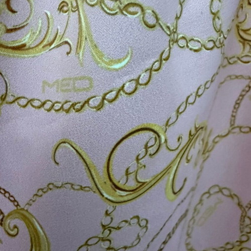 Med satin short sleeve pajama set with shorts like new, pink and gold