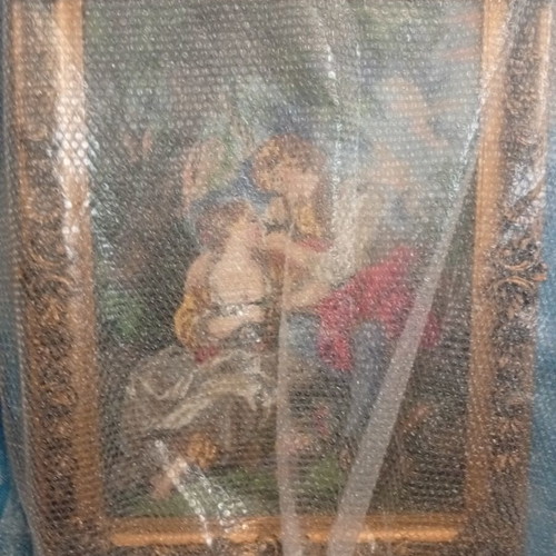 Embroidery painting with romantic couple, 60×79 cm, like new