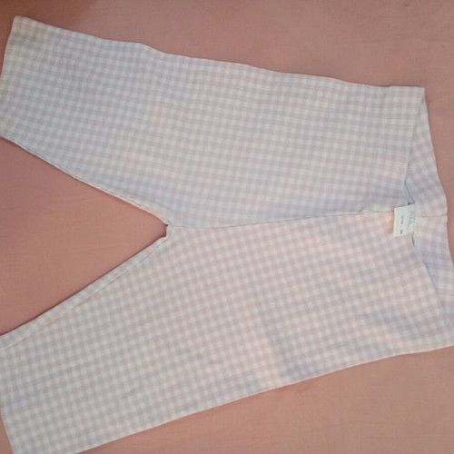 Zara kids cycling shorts, pink and white checkered, cotton, age 13-14