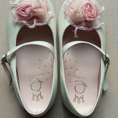 Everkid leather girls' ballerinas new, size 24, off white