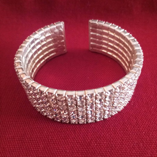 Enzzo Vintage '00s Cuff Bracelet with 5 Rows of Sparkling Rhinestones like new