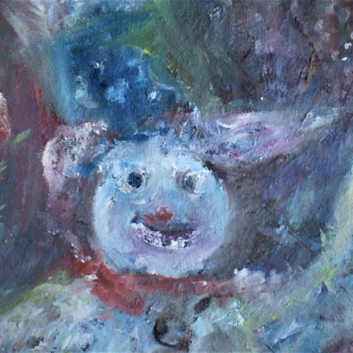 Authentic modern oil painting fresco clown used