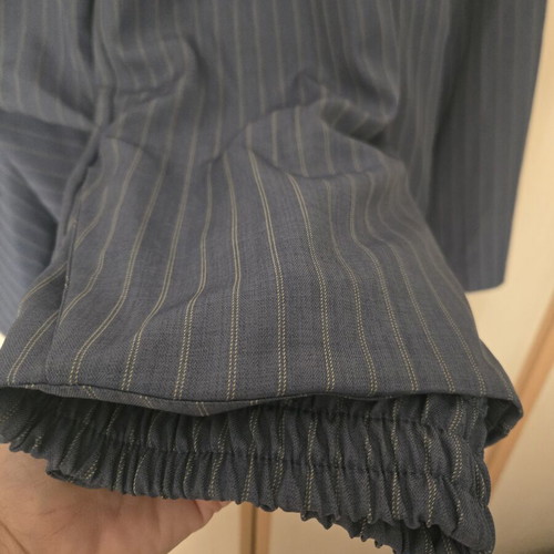Striped suit with belt, new, blue
